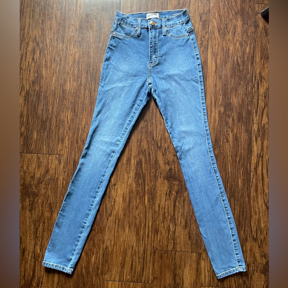 Denim4US Stylish Blue High Waist Skinny Jeans, Casual Stretch Denim